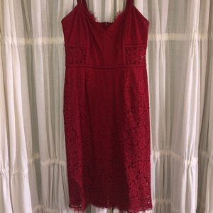 Express Red Lace Midi Dress